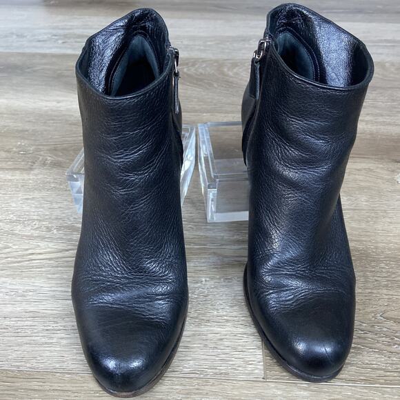 Prada Ankle Boots Women Sz 37 1/2 US 7 Black Ankle Zip Block Heel Made in Italy - Picture 3 of 12